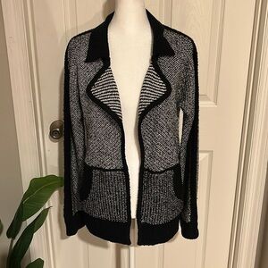 K’bel Designs NY black and white wool blend knit cardigan size S
